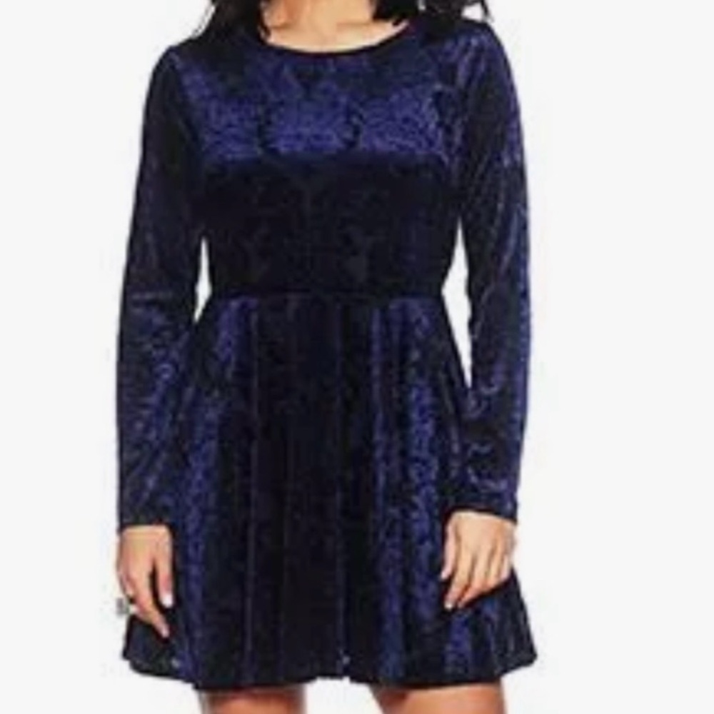 NWT Y2K Whimsigoth Dark Feminine Velvet Burnout Skater Dress Fairy‎ Goth Siren